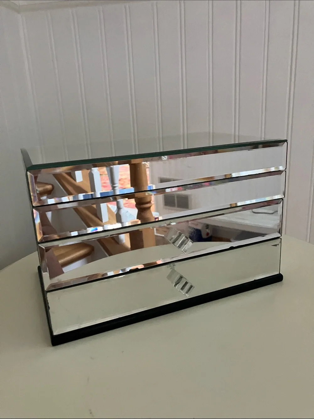 Beautiful all mirrored jewelry box with beveled glass